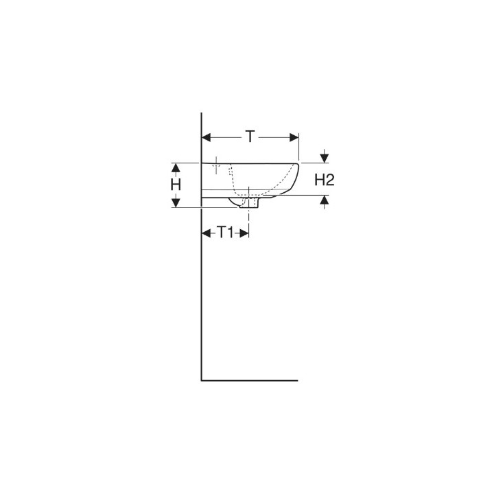 Geberit Selnova Umývadlo kompaktowa, B50cm, H18cm, T41cm, z prepadom, s otvorom pre batériu
