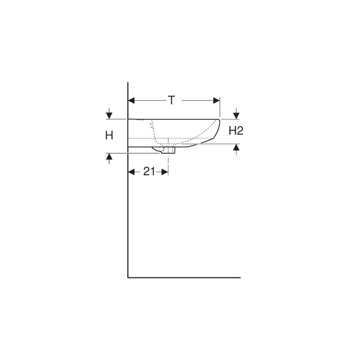 Geberit Selnova Umývadlo kompaktowa, B50cm, H18cm, T41cm, z prepadom, bez otvoru pre batériu