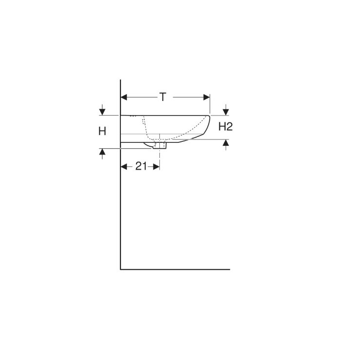 Geberit Selnova Umývadlo, B55cm, H18cm, T44cm, z prepadom, s otvorom pre batériu