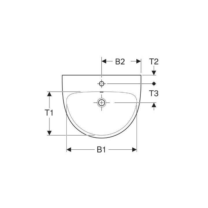 Geberit Selnova Umývadlo, B55cm, H18cm, T44cm, z prepadom, bez otvoru pre batériu