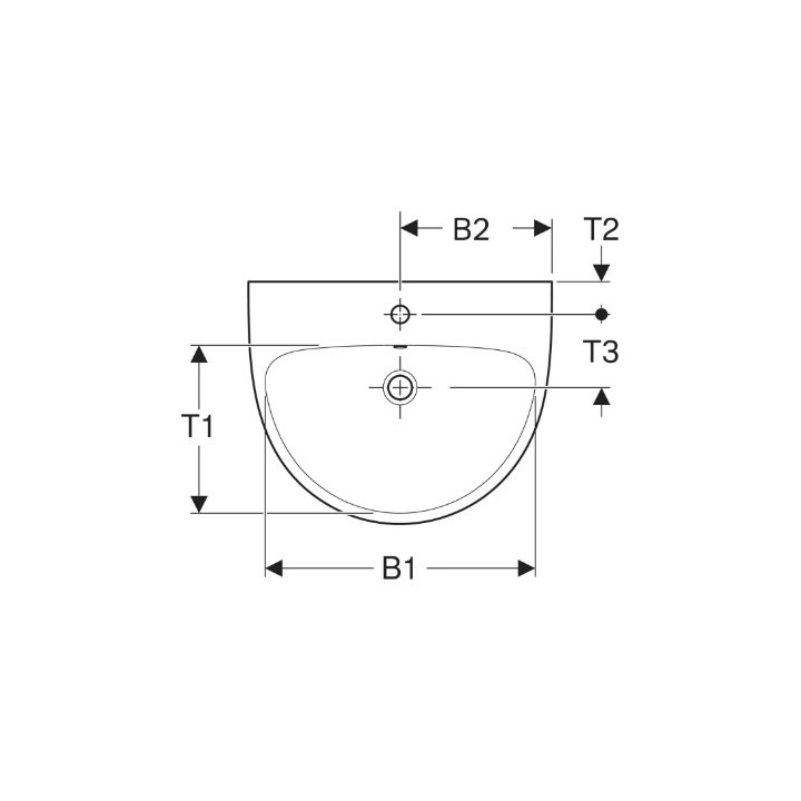 Geberit Selnova Umývadlo, B60cm, H18cm, T48cm, z prepadom, s otvorom pre batériu