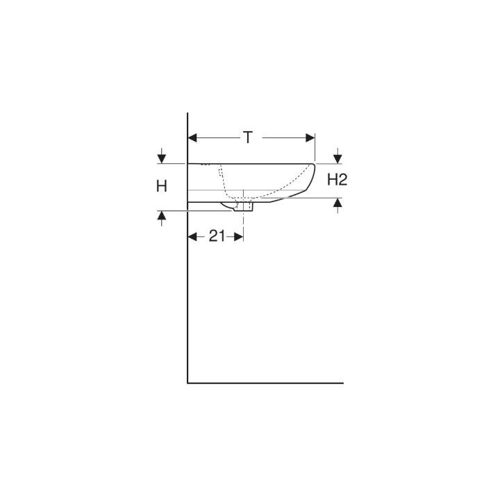 Geberit Selnova Umývadlo, B60cm, H18cm, T48cm, z prepadom, s otvorom pre batériu