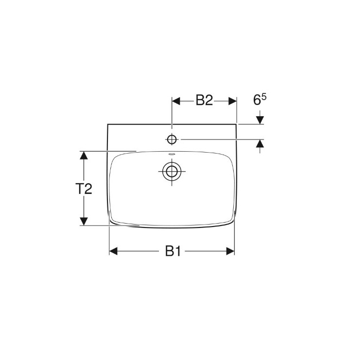 Geberit Selnova Square Umývadlo kompaktowa, B50cm, H17cm, T42cm, z prepadom, bez otvoru pre batériu