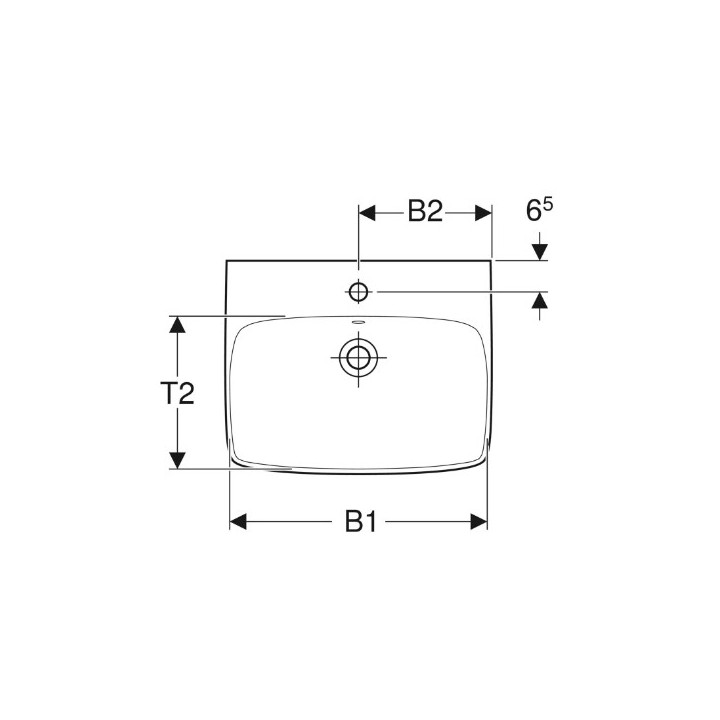 Geberit Selnova Square Umývadlo, B55cm, H17.5cm, T44cm, z prepadom, bez otvoru pre batériu