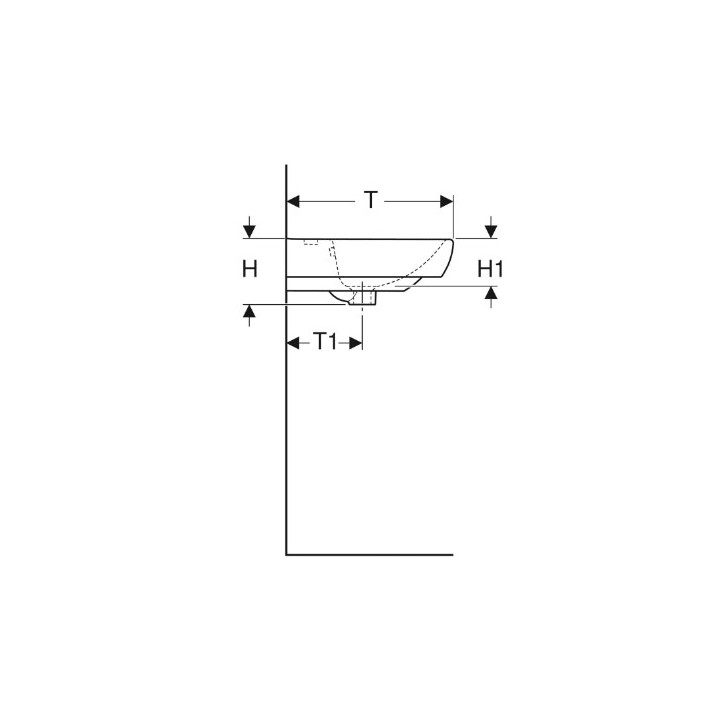 Geberit Selnova Square Umývadlo, B55cm, H17.5cm, T44cm, z prepadom, bez otvoru pre batériu