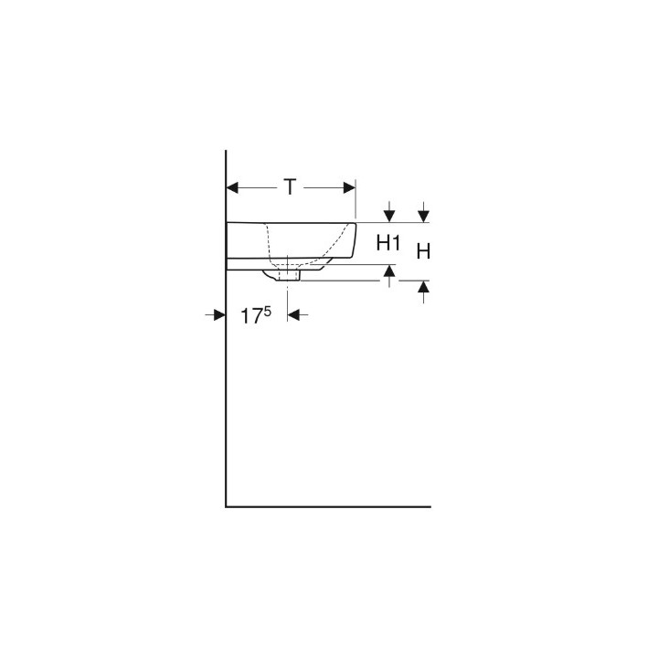 Geberit Selnova Compact Umývadlo, B65cm, H17.5cm, T40cm, z prepadom, s otvorom pre batériu