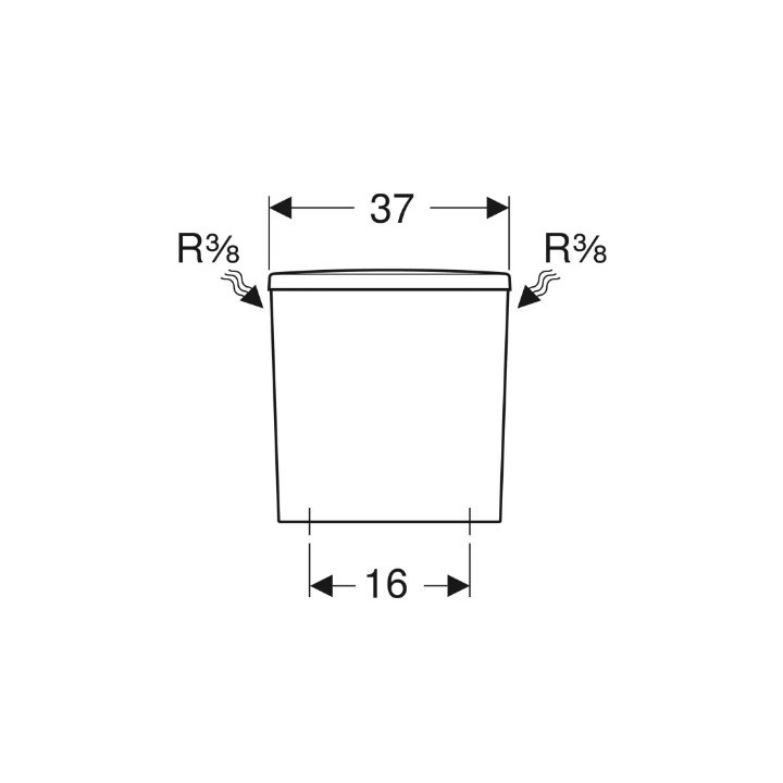 Geberit Selnova Splachovač nasadzana, B36.5cm, H39cm, T16.5cm, spłukiwanie dwudzielne, pripojenie vody z boku