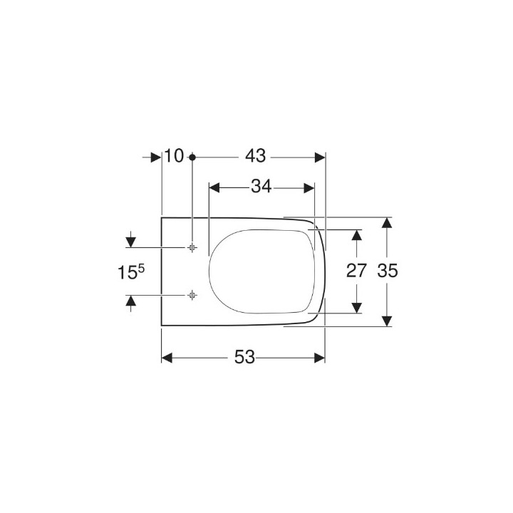 Geberit Selnova Compact Závěsná misa WC, lievikový, B35.5cm, H34cm, T48cm, skrátené, Rimfree
