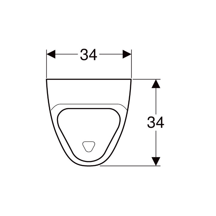 Geberit Alivio Pisoár, B34cm, H57cm, T34cm, dopływ hore, odtok do tyłu alebo w dół