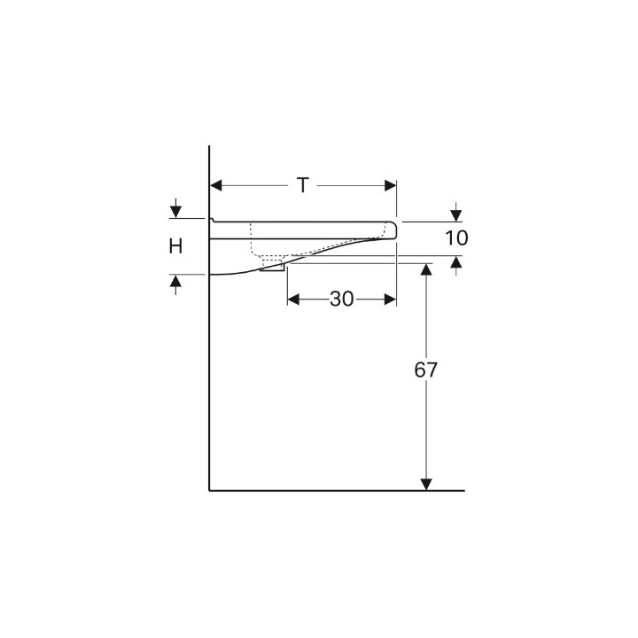 Geberit Selnova Comfort  Umývadlo, B55cm, H15.5cm, T52.5cm, bez prepadu, bez otvoru pre batériu