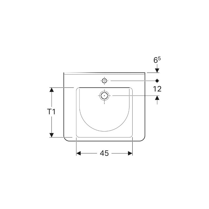 Geberit Selnova Comfort  Umývadlo, B65cm, H15.5cm, T55cm, z prepadom, s otvorom pre batériu
