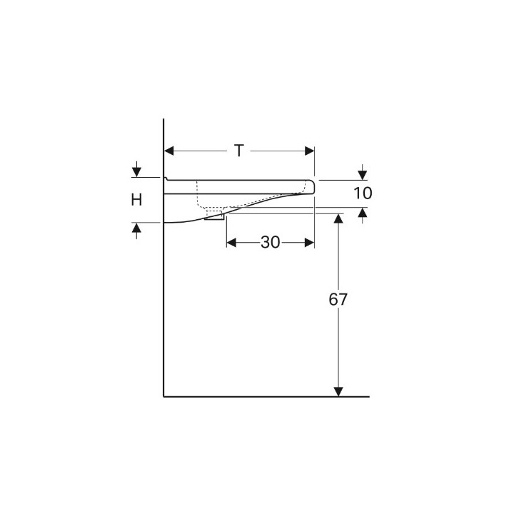 Geberit Selnova Comfort  Umývadlo, B65cm, H15.5cm, T55cm, z prepadom, s otvorom pre batériu
