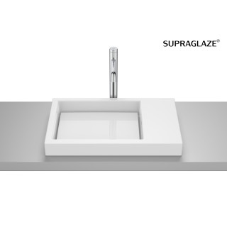 HORIZON Umývadlo na postavenie na dosku GEOMETRIC 60x42 cm s otvorom pre batériu biely lesklá Supraglaze®