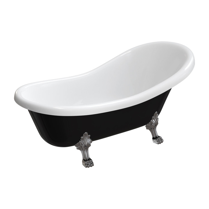 Vaňa voľne stojaca OMNIRES ATENA COMFORT M+, 168x76cm - biely / čierna lesklá