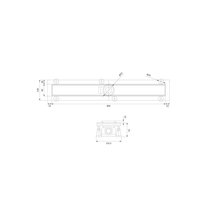 Sprchový žľab OMNIRES LOWFIX z maskownicą do wklejenia płytek, 70 cm - strieborná