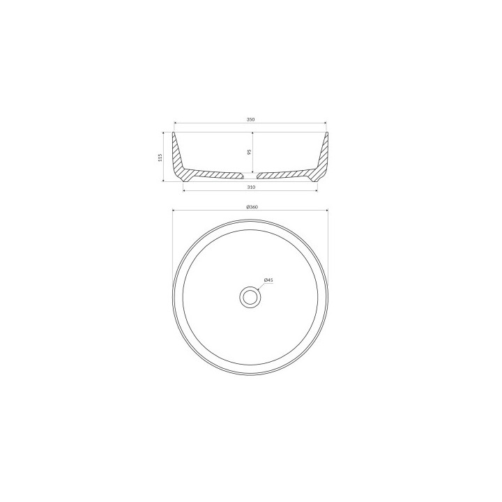 Umývadlo na postavenie na dosku OMNIRES TULSA , ø36 cm - biely matnéný
