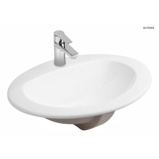 Oltens Kjos umývadlo 52x43 cm zápustné na dosku Oválna S povrchom SmartClean - biela