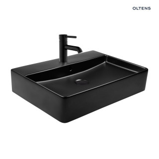 Oltens Duve umývadlo 60x42 cm na dosku obdĺžniková S povrchom SmartClean - čierna matnéný 