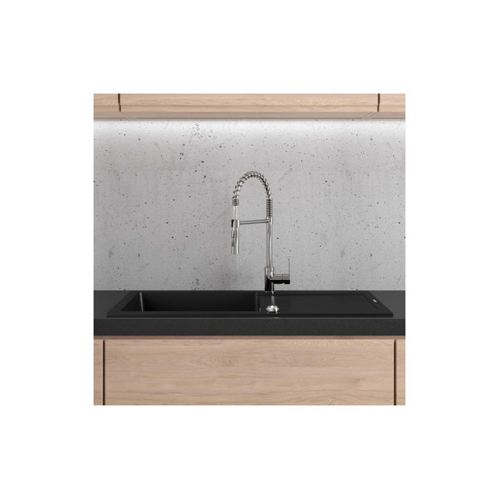 Oltens Gravan drez granitowy 1 komorowy z  ociekaczem 100x50cm - čierna 
