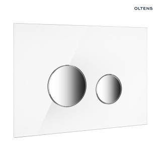 Oltens Lule Ovládacie tlačidlo do WC - skleněný biely/chróm/biely