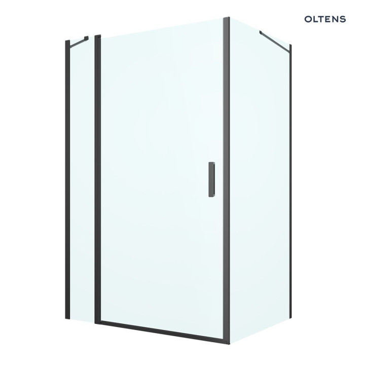 Oltens Verdal Sprchový kút 120x90 cm obdĺžniková čierna matnéný/sklo číre dverí s stenou 