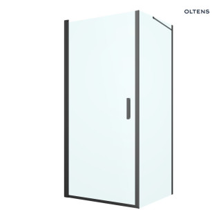 Oltens Rinnan Sprchový kút 90x80 cm obdĺžniková čierna matnéný/sklo číre dverí s stenou 