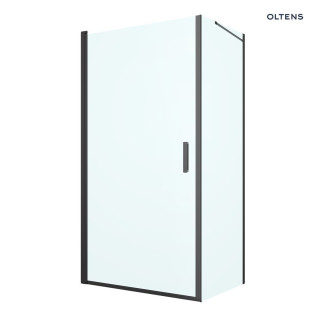 Oltens Rinnan Sprchový kút 90x100 cm obdĺžniková čierna matnéný/sklo číre dverí s stenou