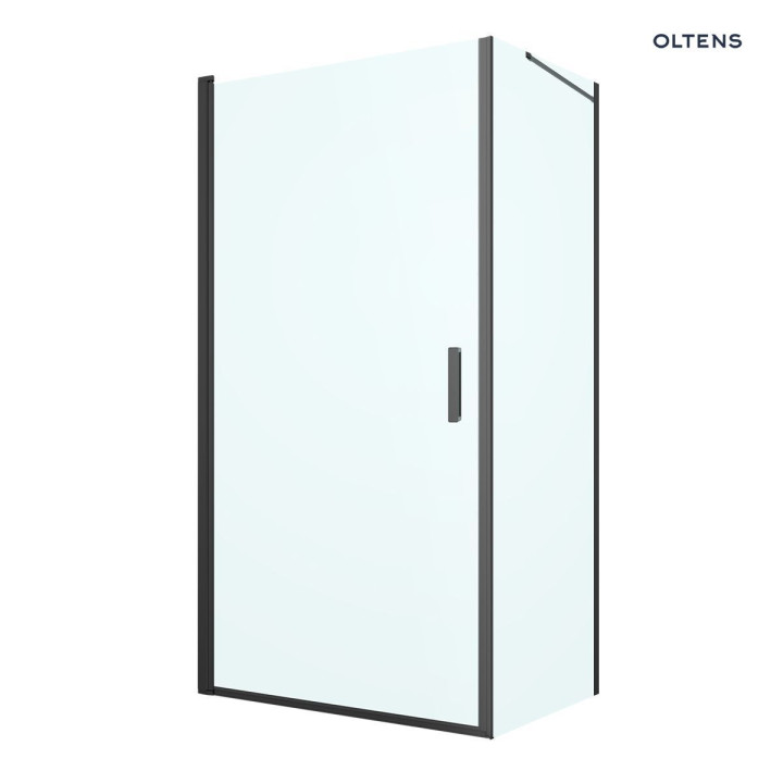Oltens Rinnan Sprchový kút 90x100 cm obdĺžniková čierna matnéný/sklo číre dverí s stenou