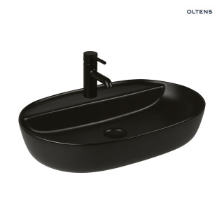 Oltens Hamnes Thin Umývadlo na postavenie na dosku s otvorom pre batériu Oválna 51 x 39 cm čierna matnéný  S povrchom Oltens Sma