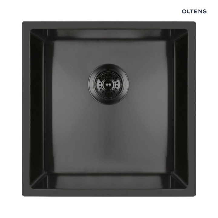 Oltens Oceľvask zlew oceľový 1 komorowy 44x44 cm brúsená oceľ - čierna