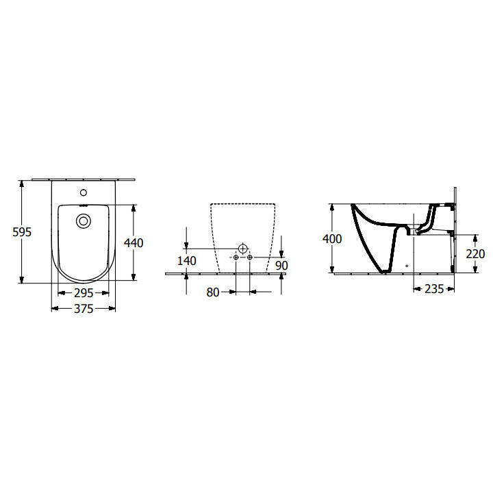 Subway 3.0 Bidet, na postavení, 370 x 600 mm, Weiss Alpin