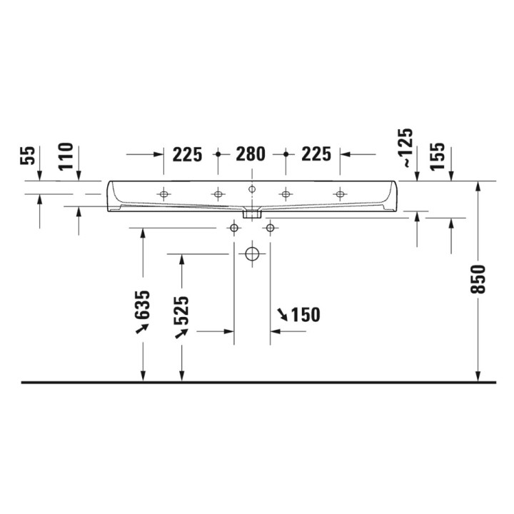Umývadlo nábytkové 120x47cm, Duravit Qatego - Biely lesklý (HyG) 