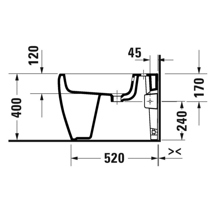 Závesný bidet, 38,5x57cm, Duravit Qatego - Biely lesklý (HyG)