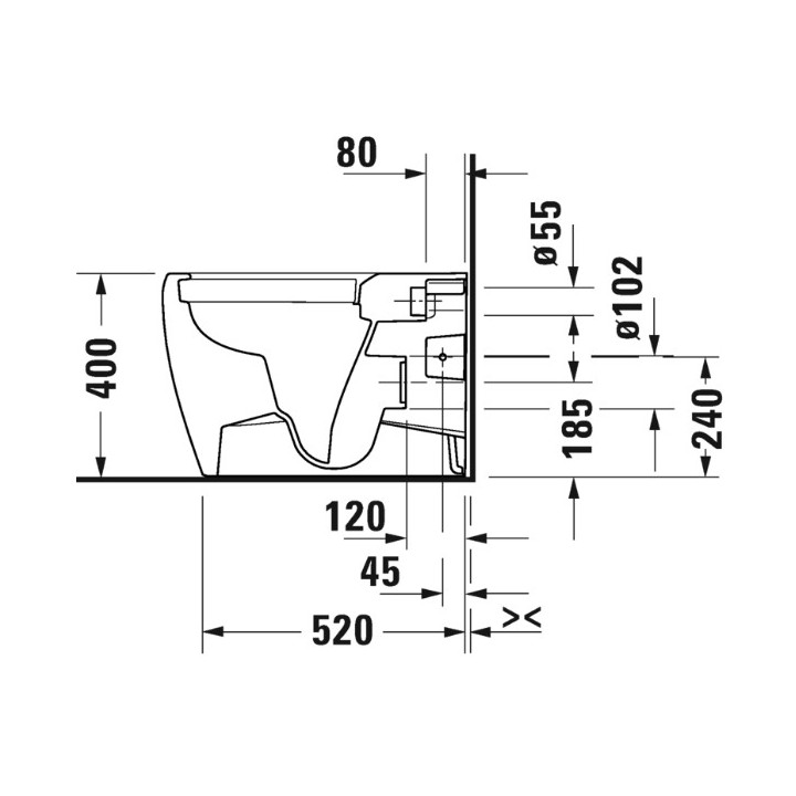 Misa toaletná Závěsná, 38,5x57cm, Duravit Qatego Rimless® - Biely lesklý (HyG) 