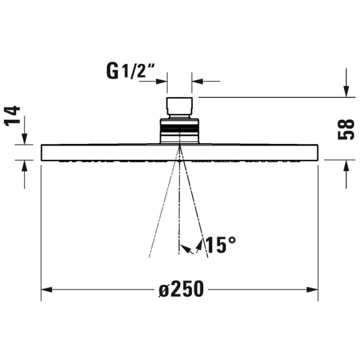 Horná sprcha 1jet 230 MinusFlow Duravit - Nerez szczotkowana