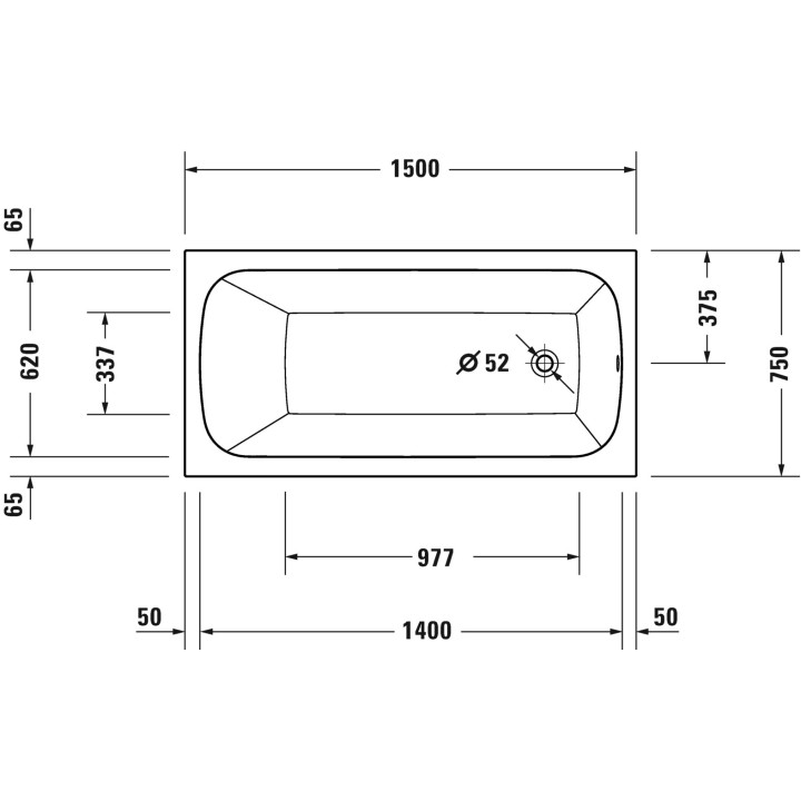 Vaňa 150x75cm, Duravit Qatego - Biely 