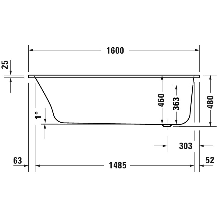 Vaňa s hydromasážou 160x70cm, Duravit Qatego, Combi-System P- Biela