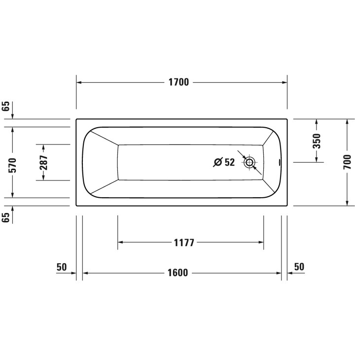 Vaňa s hydromasážou 170x70cm, Duravit Qatego, Combi-System P - Biela