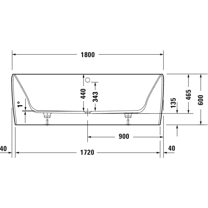 Vaňa s hydromasážou 180x80cm, Duravit Qatego, Combi-System L - Biela