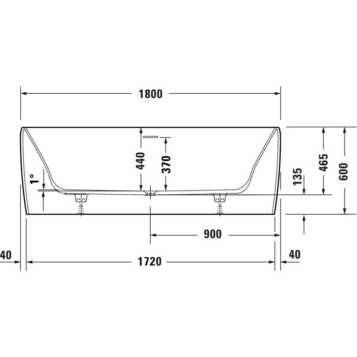 Vaňa 180x80cm, Duravit Qatego - Biely Matnéný