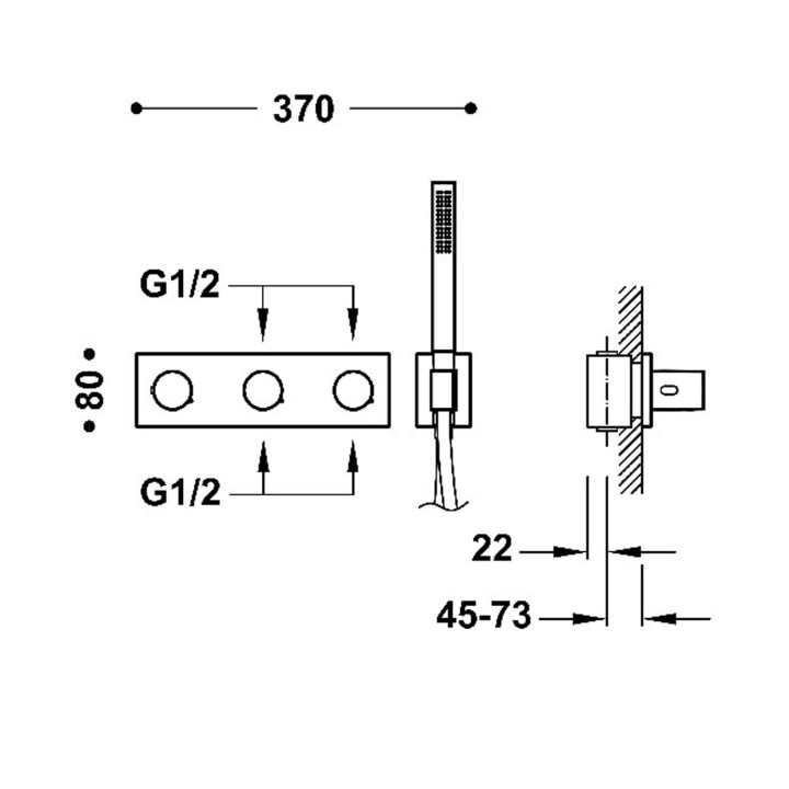 Termostatická podomietková batéria 4-drożna, TRES B-SYSTEM - Chróm 