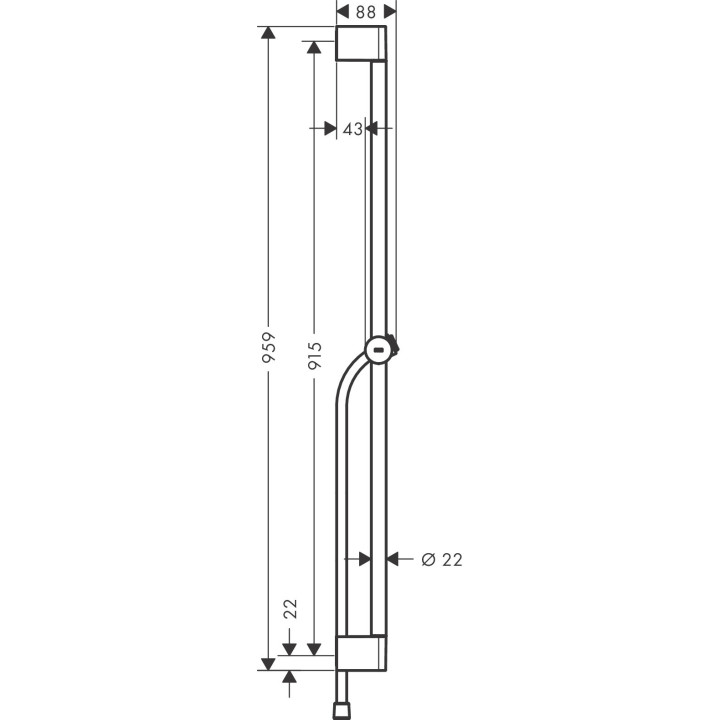 Sprchová tyč Pulsify S 90 cm z suwakiem i hadicou, Hansgrohe Unica - Čierna Matný