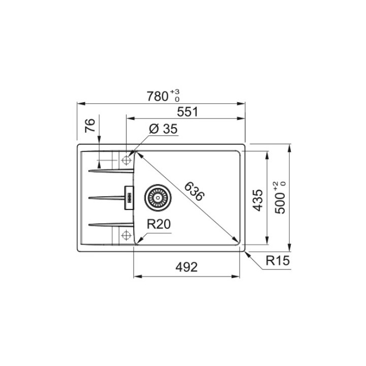 Drez wbudowywany, Franke Centro CNG 611-78 XL