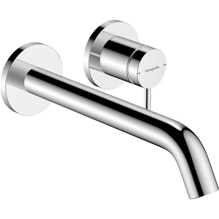 Páková umyvadlová batéria nástenná, podomietková s výtokovým ramenom 22,5 cm, Hansgrohe Tecturis S - Chróm 