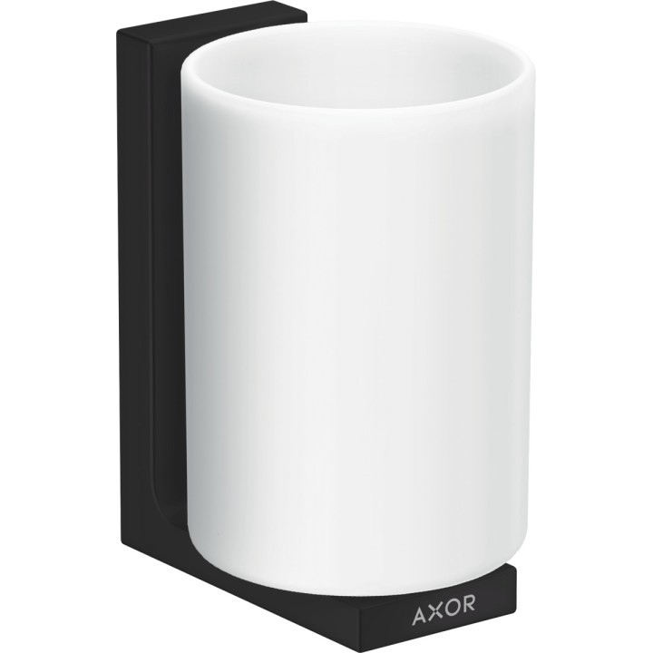 Pohár na zubné kefky na zuby, AXOR Universal Rectangular - Čierna Chróm Szczotkowany