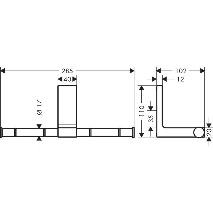 Dvojitý závěs toaletního papíru, AXOR Universal Rectangular - Čierna Matný