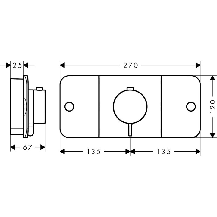 Modul s termostatom, podomietkový do 2 prijímačov, AXOR One - Biely Matný