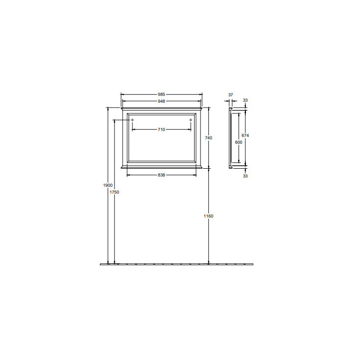 Zrkadlo, 98,5 x 74 x 37 cm, Villeroy&Boch Hommage  