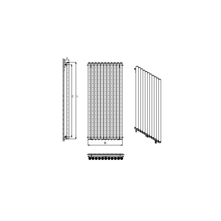 Radiátor, Komex Wulkan, 60x13,5cm - Biely