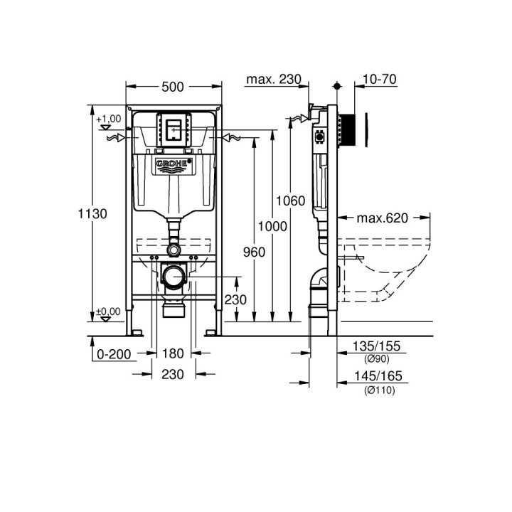 Modul podmietkowý do WC 5 w 1, Grohe Rapid SL - Chróm